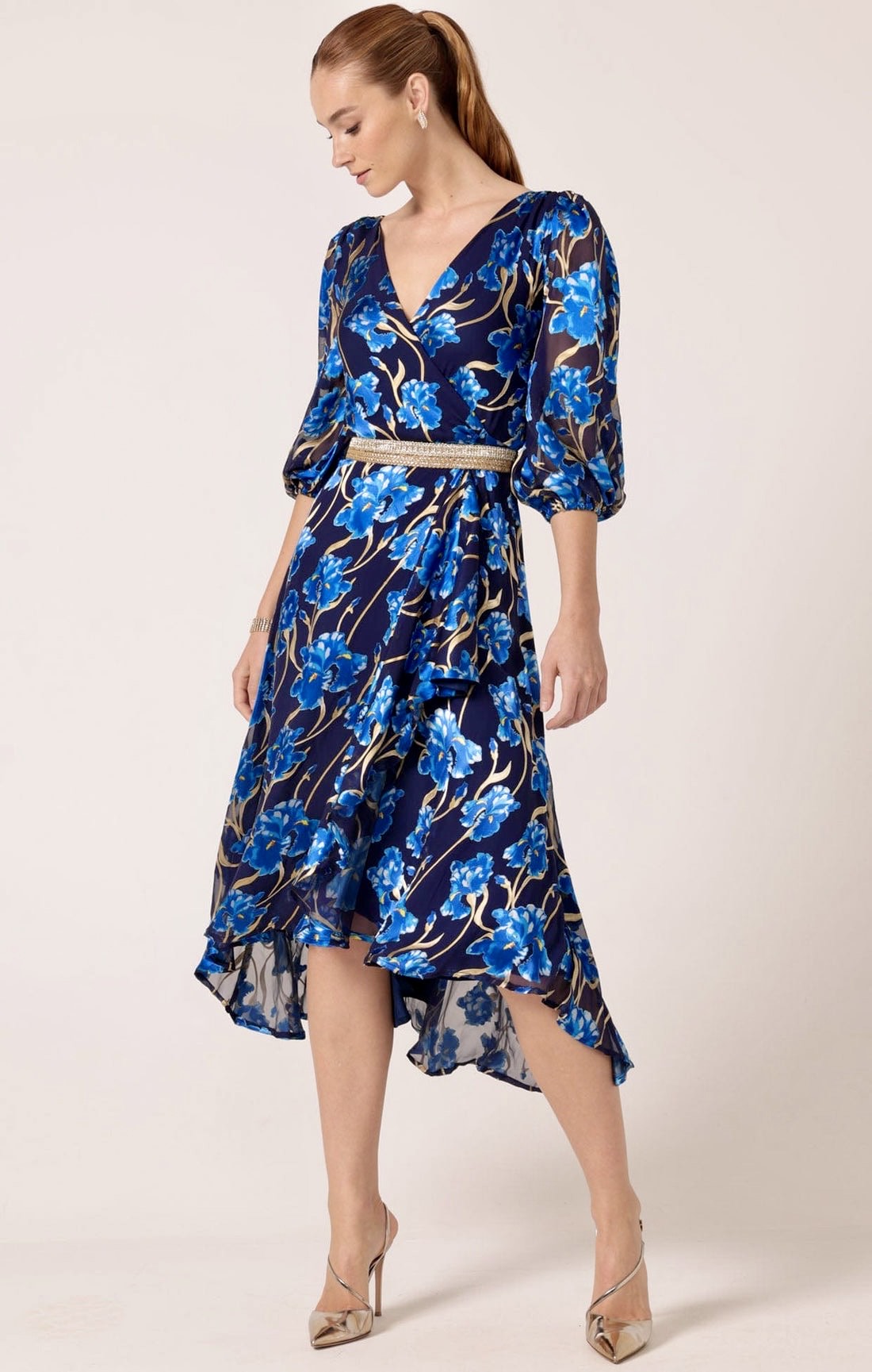 green emerald velvet dress Marsoni MV1333 Long Formal Dress Navy / 12 main image 1